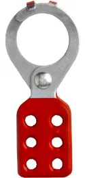 1.5 inch opening Hasp for Lockout – Tagout. Interlocking style, steel with Red rubberized coating