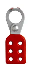 1 inch opening Hasp for Lockout – Tagout. Interlocking style, steel with Red rubberized coating