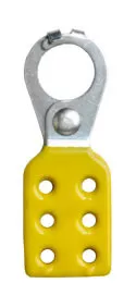 1 inch opening Hasp for Lockout – Tagout. Interlocking style, steel with Yellow rubberized coating