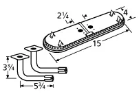 14 3/4″ X 4″, Stainless Oval Twin Burner, 2 1/4″ Offset – 11602-74302