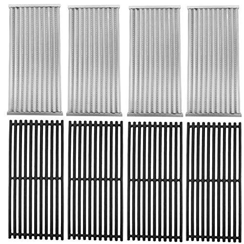 18 1/4″ Stainless Steel Emitter Plates and Cast Iron Cooking Grill Grates Replacement Parts for Charbroil 463224912, 463231711, 463241413, 463241414, 463247209, 463271314, 466231711, Kenmore 463268107