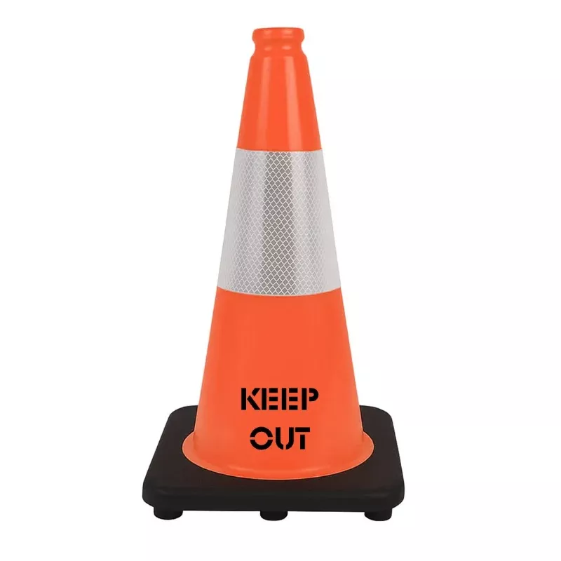 18" KEEP OUT Traffic Cone - 3 Lbs - Safety Orange - 6" Inch Hi Intensity Reflective Collars