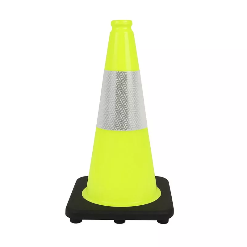18" Traffic Cone - 3 Lbs - Safety Lime - 6" Inch Hi Intensity Reflective Collars