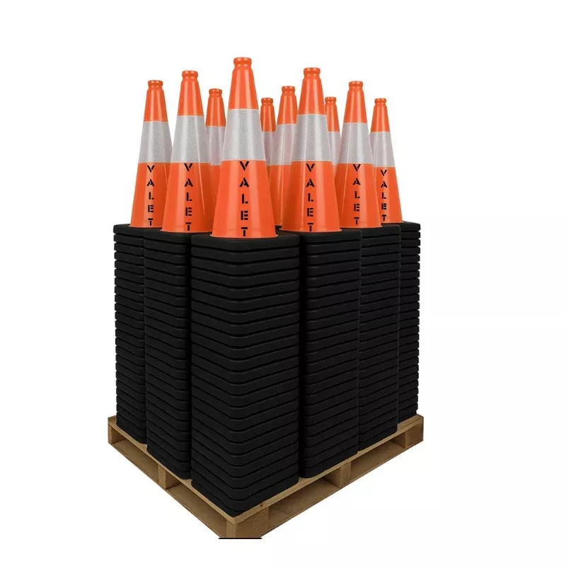 18" VALET Traffic Cone - 3 Lbs - Safety Orange - 6" Inch Hi Intensity Reflective Collars