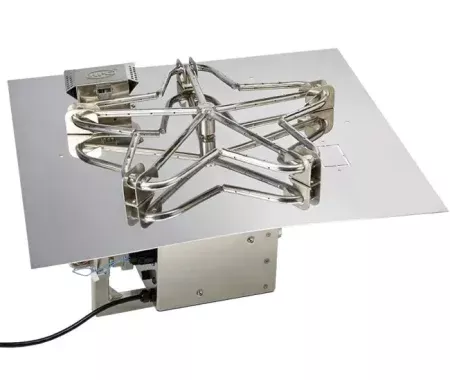 24 Inch Square Gas Fire Pit Kit with Electronic Ignition 125,000 BTU