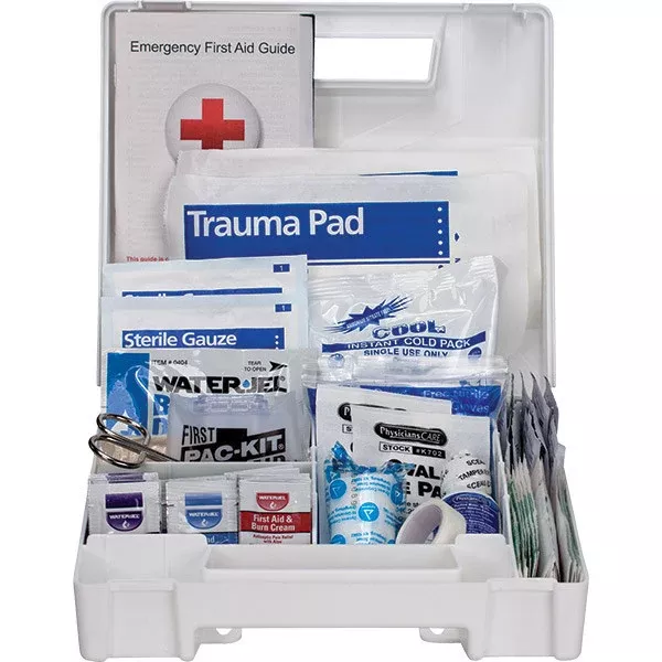 25-Person ANSI A Weatherproof First Aid Kit, Plastic w/ Dividers, 1/Each – 90588