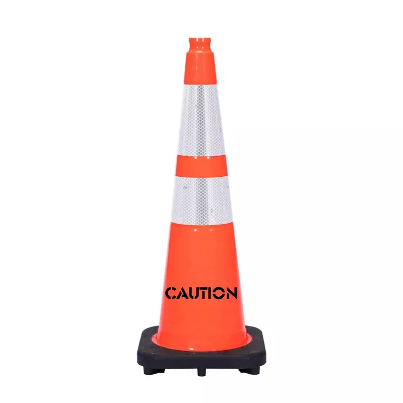 28" CAUTION Traffic Safety Cone - 10 Lbs - Orange - 6" + 4" Inch Hi Intensity Reflective Collars