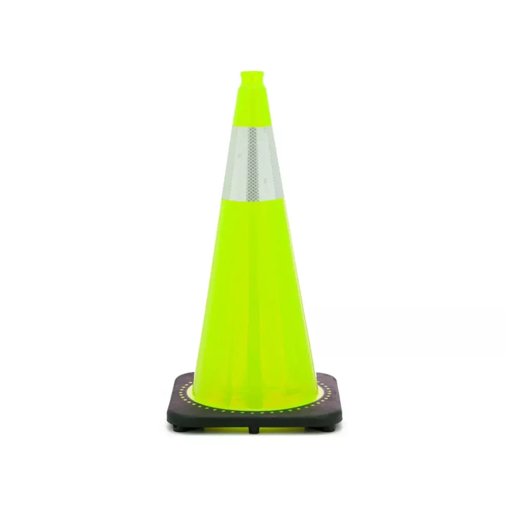 28″ JBC Traffic Safety Cone – Lime – 7 Lbs – 6″ 3M Reflective Collars