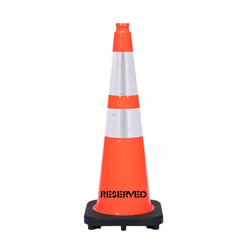 28″ RESERVED Traffic Safety Cone – 7 Lbs – Orange – 6″ + 4″ Inch Hi Intensity Reflective Collars