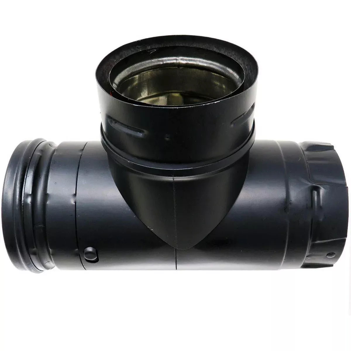 3" PelletVent Pro Black Single Tee with Clean-Out Tee Cap: 3PVP-TB1