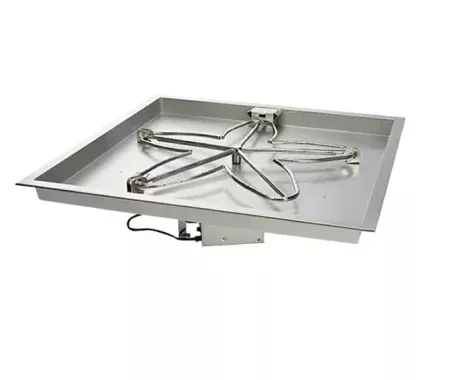 36 Inch Square Bowl Gas Fire Pit Kit with Electronic Ignition 250,000 BTU