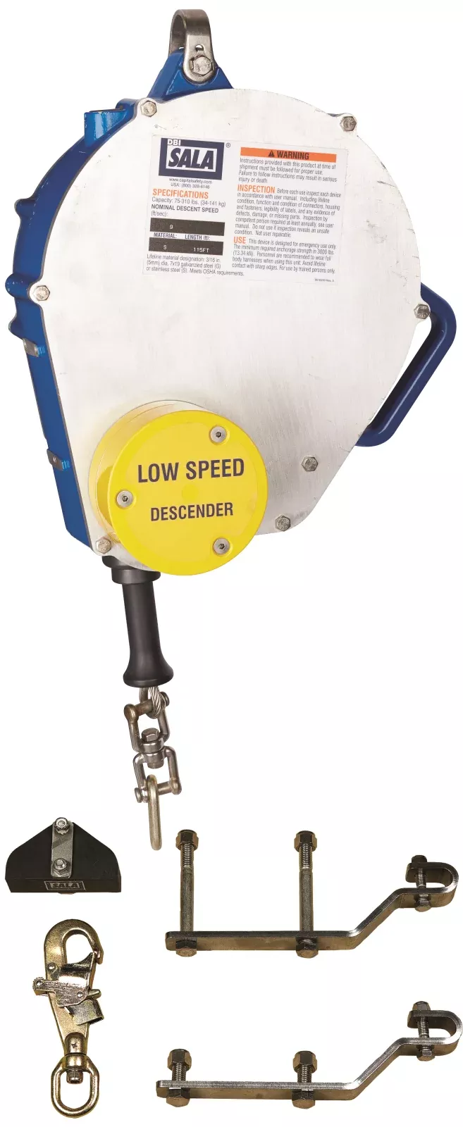 3M DBI-SALA Rollgliss Descender - Sloped/Auto Retract - 115 FT - Galvanized Cable - 3303001