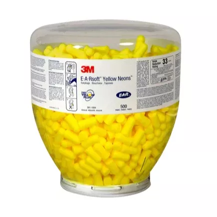 3M E-A-R soft Yellow Neons Earplugs Refill NRR 33dB 391-1004 CSA Class AL (500 Pairs)