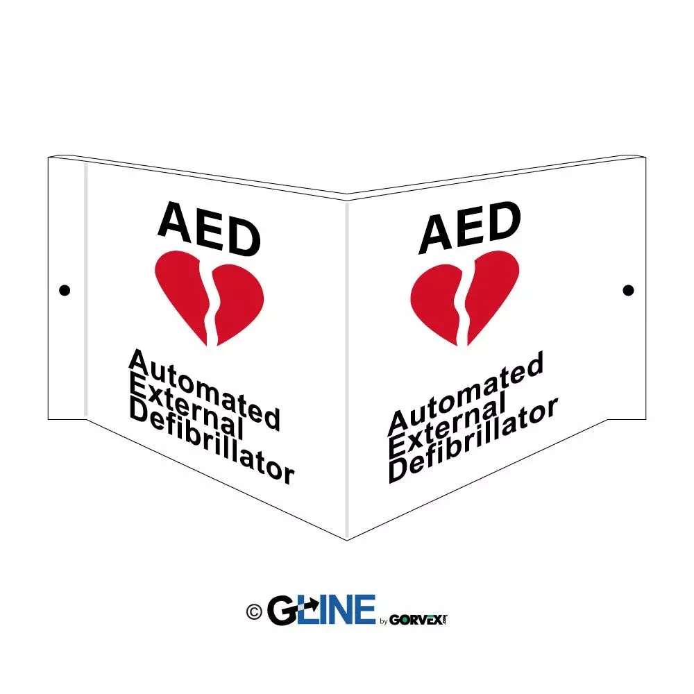 AED Red Heart With Flash – Projecting Wall Sign