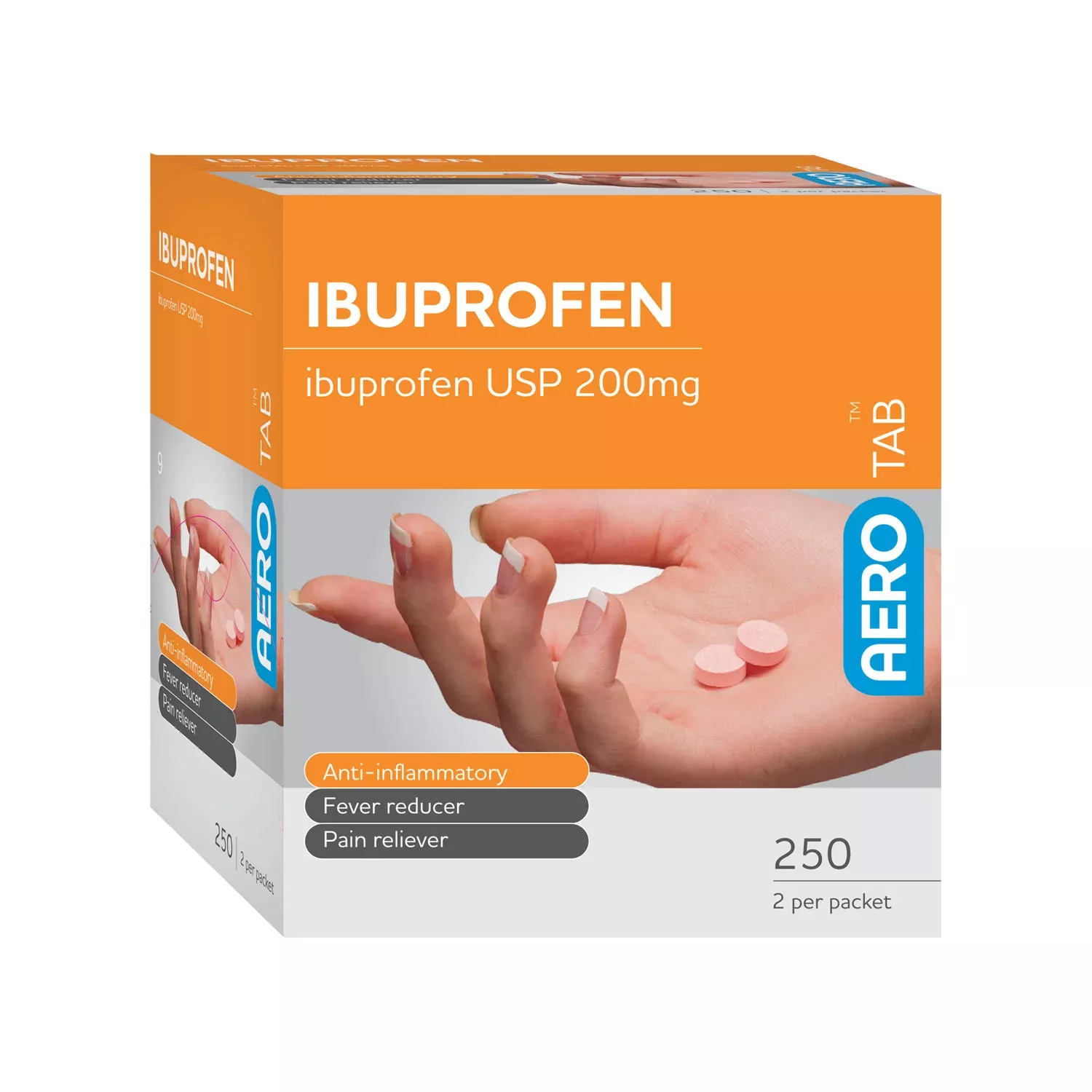 AERO AEROTAB Ibuprofen Tablets 250/box – ATIB250