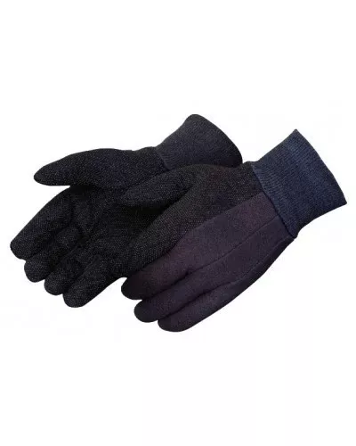 Brown Jersey PVC Dot Gloves - 12/PR