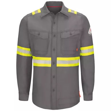 Bulwark FR iQ Endurance Enhanced Visibility Gray Work Shirt QS40GE
