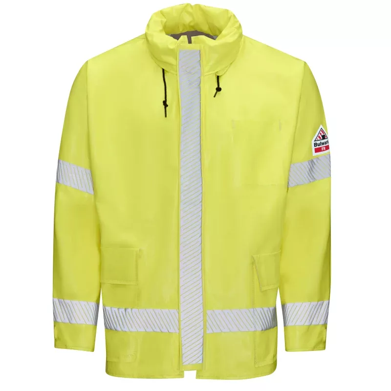 Bulwark Men’s FR Hi-Visibility Rain Jacket – Yellow / Lime – JXN6