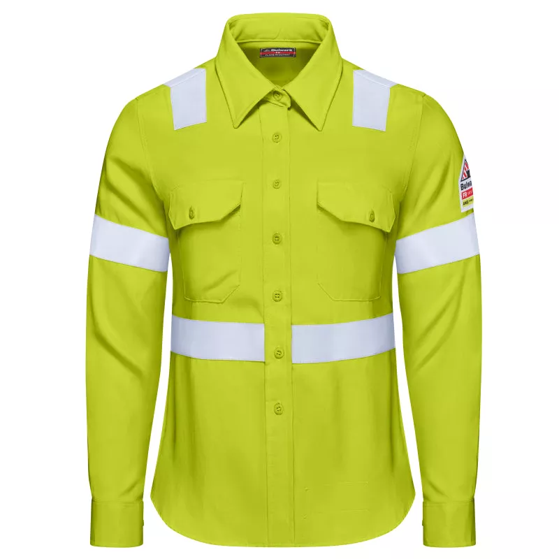 Bulwark Women's Flame Resistant High Vis - ANSI Class 2 - Work Shirt - S1W3