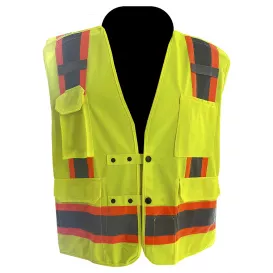 C2V X-Crash 8V23G2H Type R Class 2 Breakaway Two-Tone Safety Vest – Yellow/Lime