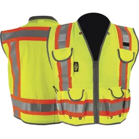 C2V X-Crash 8V28G2H Type R Class 2 Two-Tone Surveyor Safety Vest – Yellow/Lime