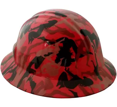Camo Bootie Red Hydro Dipped Hard Hats Full Brim Style
