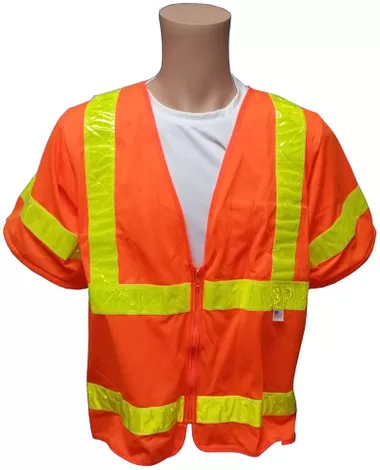 Class Three, ANSI 2004 SLEEVED, ORANGE Safety Vests with Lime stripes -3XL
