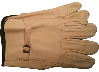 Cowhide Driver Gloves w/ LEATHER Pull Strap (PAIR) - All Sizes