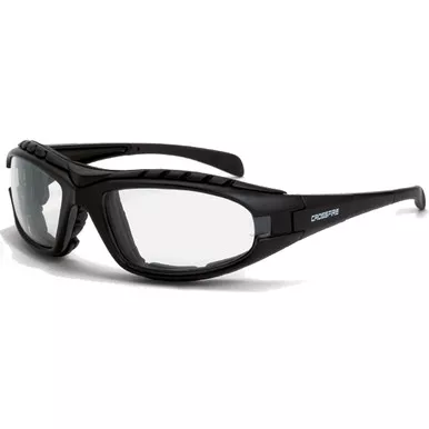 Crossfire Diamondback Foam Lined Matte Black Full Frame Clear Lens Safety Glasses 2724AF - Box of 12