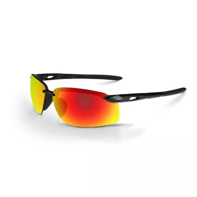 Crossfire ES5W Shiny Black Half-Frame Fire Mirror Lens Safety Glasses 12620W - Box of 12