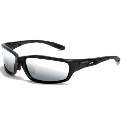 Crossfire Infinity Shiny Black Frame Silver Mirror Lens Safety Glasses 263 - Box of 12
