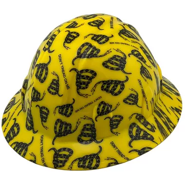 Don't Tread on Me Yellow Hydro Dipped Hard Hats Full Brim Style