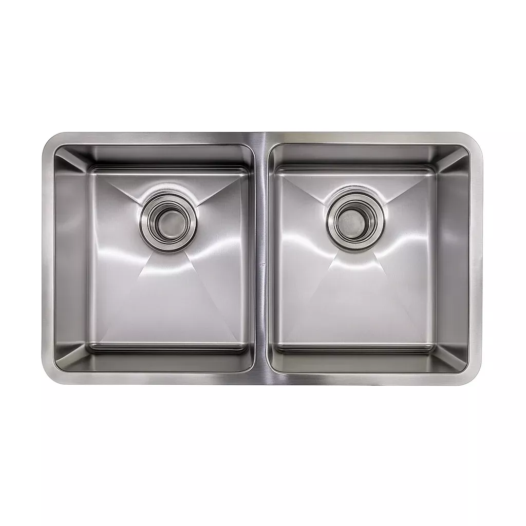 E-Stainless Double Even: 32 x 19 x 9Inch Bowl Depth with Small Radius Corners