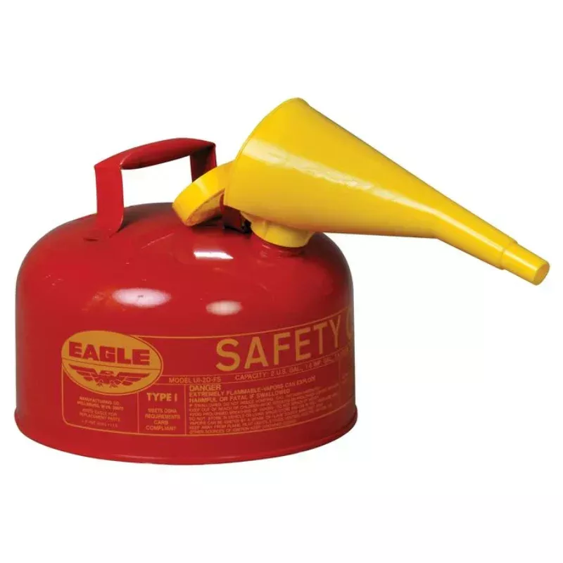 Eagle Safety Can - Type 1 Gas Can With Funnel - 2 Gallon - Red