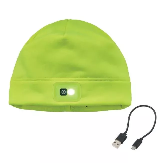 Ergodyne N-Ferno 6801 Winter Skull Cap with LED Rechargeable Light – Lime