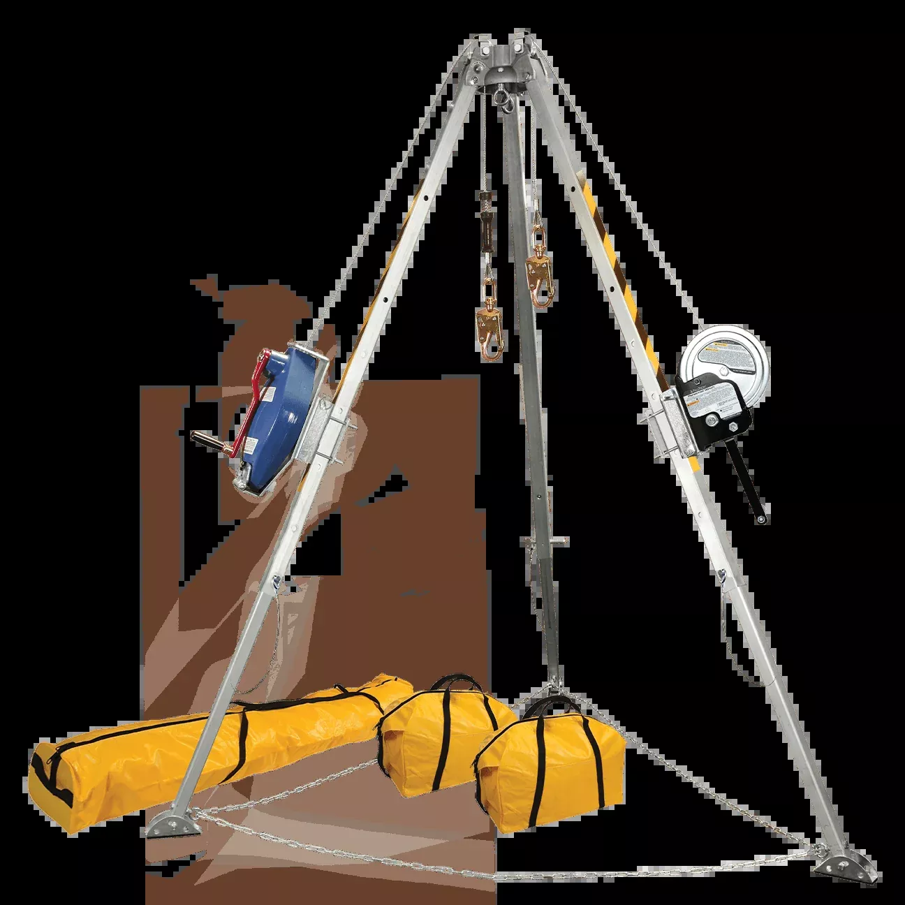 FallTech 8' Confined Space Tripod System with 60' Galvanized Steel SRL-R and Personnel Winch - 7509