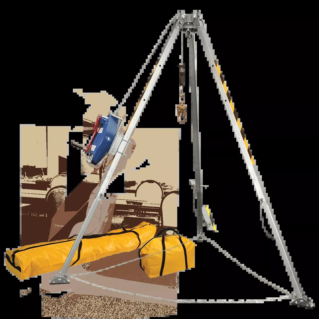 FallTech 8' Confined Space Tripod System with 60' Stainless Steel SRL-R - 7508S