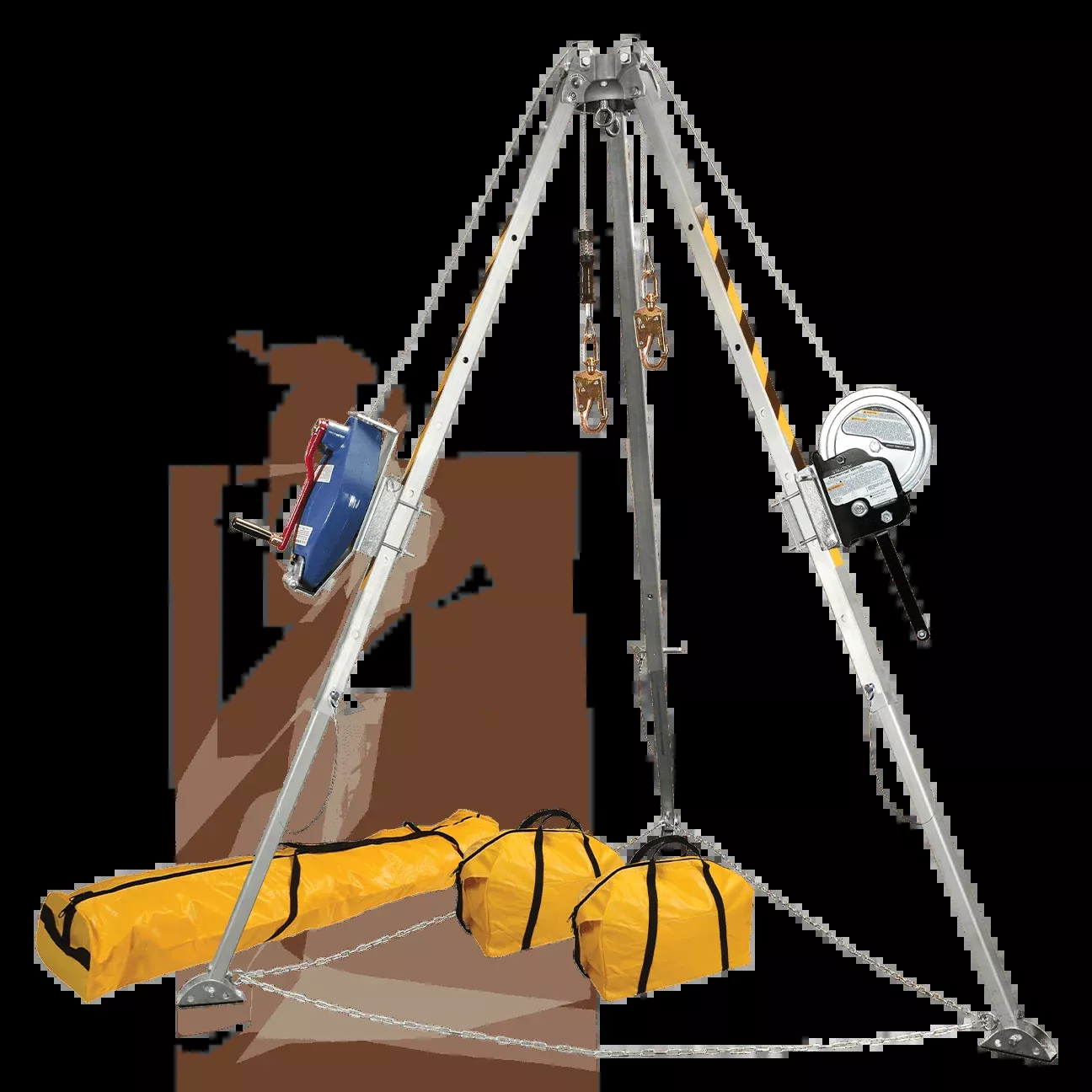 FallTech 8' Confined Space Tripod System with 60' Stainless Steel SRL-R and Personnel Winch - 7509S