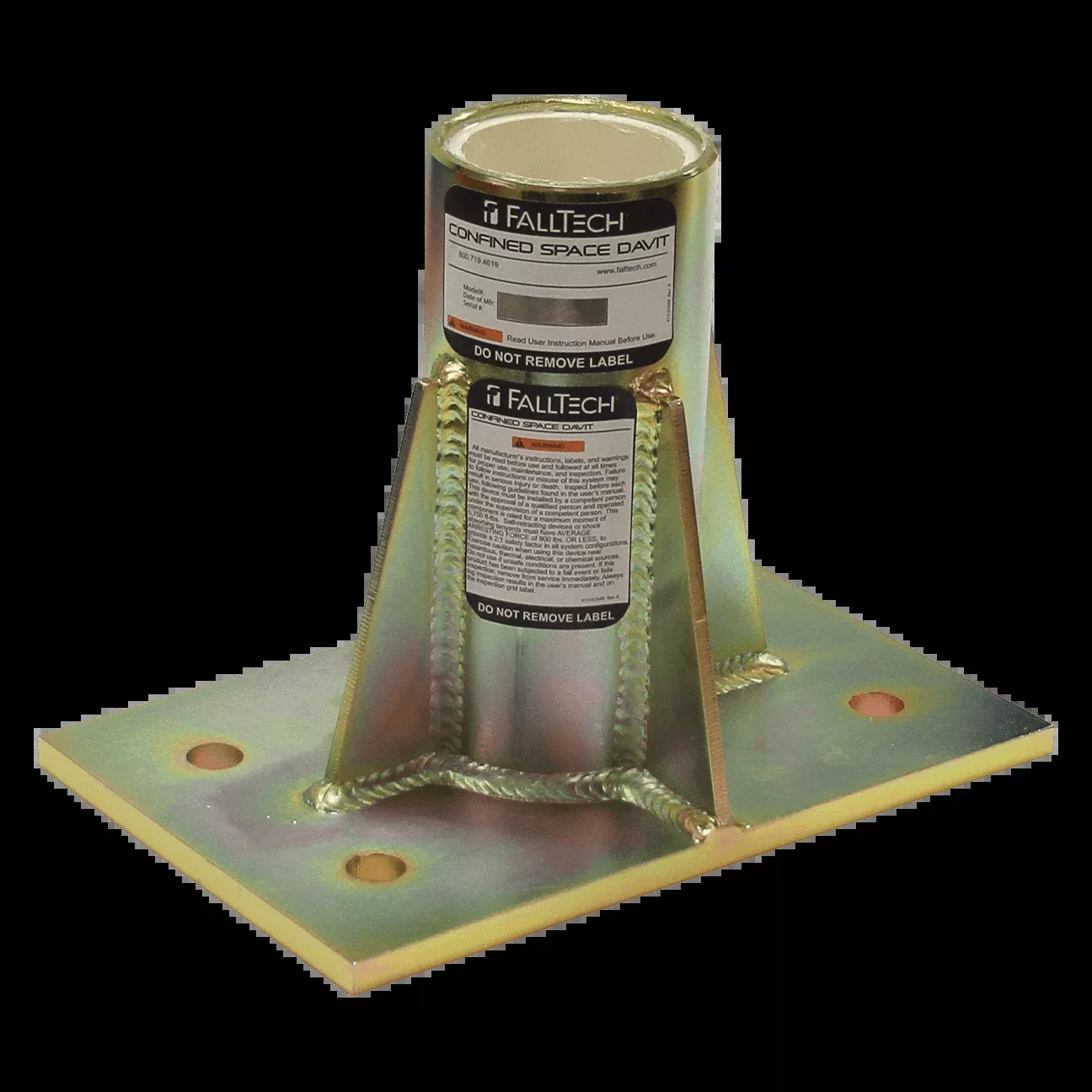 FallTech Center-mount Plated Steel Bolt-on Fixed Davit Base - 65040CMZ