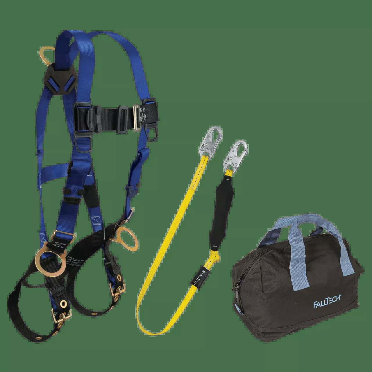 FallTech Harness and Lanyard 3-pc Kit Including Medium Storage Bag (7018 8256LT 5006MP) – KIT186LT6P