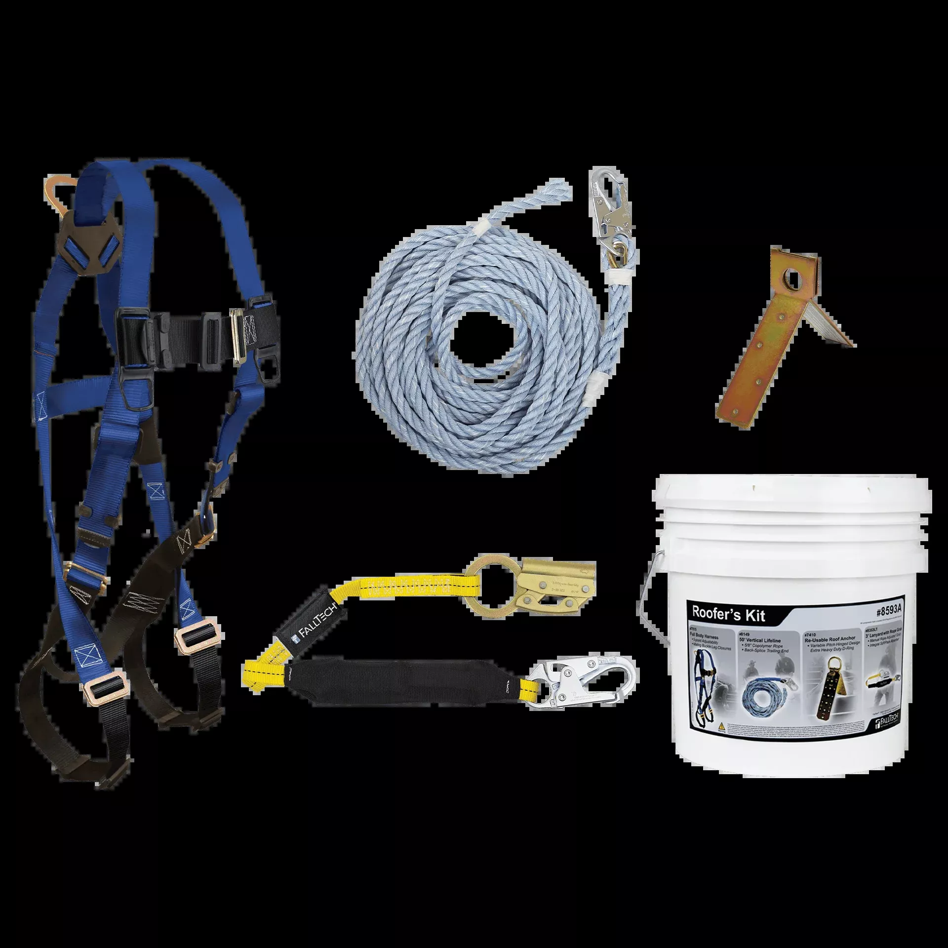 FallTech Roofer's Kit with Single-use Anchor and Manual Rope Adjuster - 8592A