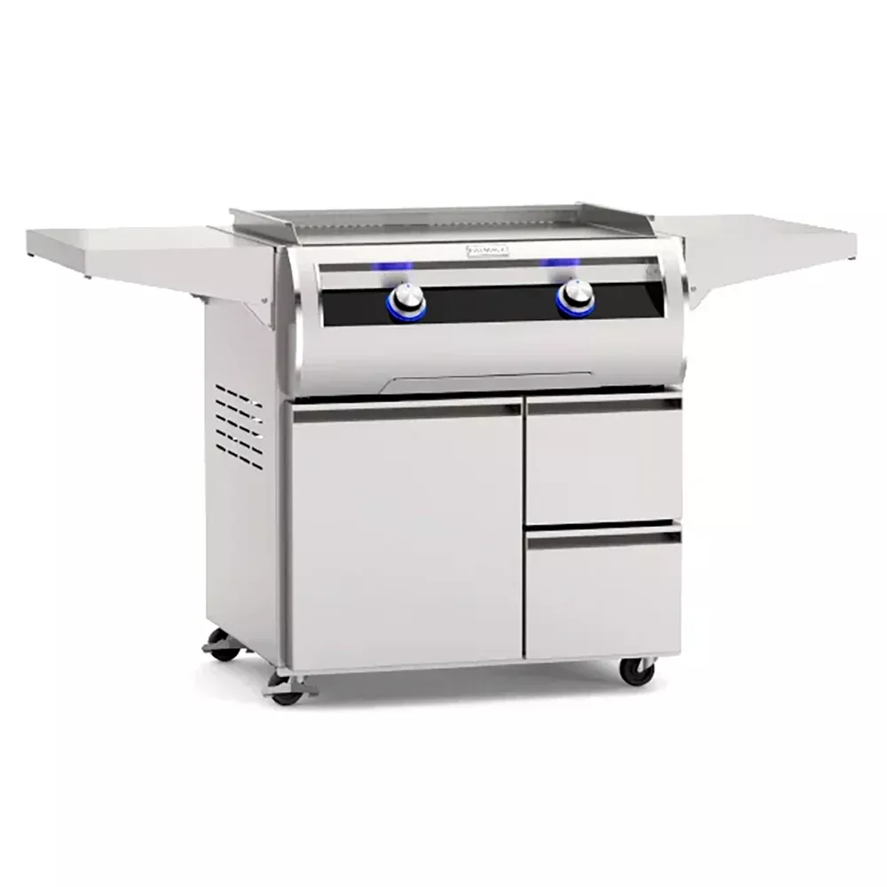 Fire Magic Echelon Diamond Freestanding Gourmet Gas Griddle with Black Glass Control Panel