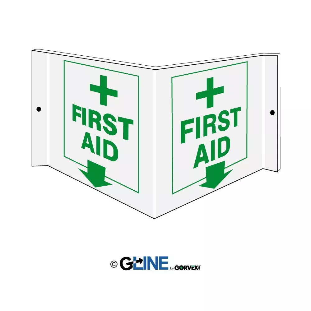 First Aid With Cross – Projecting Wall Sign, 6×12, Acrylic
