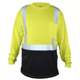 Full Source FS2LSTBS Type R Class 2 Black Bottom Long Sleeve Safety Shirt - Yellow/Lime