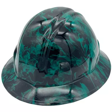 Green Flames Design Full Brim Hydro Dipped Hard Hats