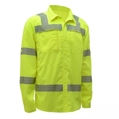 GSS Class 3 Hi Vis Lime Lightweight Rip Stop Work Shirt (7505)
