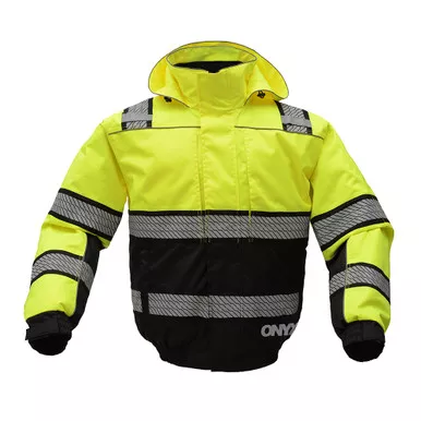 GSS Class 3 High Visibility Lime Premium ONYX PRIMALOFT 3-in-1 Winter Bomber Jacket (8511)
