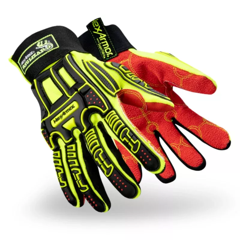 HexArmor Rig Lizard Hi Vis Impact & Cut Resistant Gloves – ANSI Cut Level – A3 – 2021X