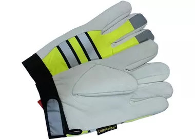 Hi-Vis Grain Goatskin Multi-Task Glove w/ Velcro Closure and Thinsulate Lining, Lime (PAIR)-Med