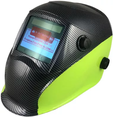 Hydro Dipped Auto Darkening Welding Helmet – 50/50 Carbon Fiber/LimeDesign